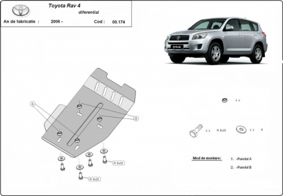  Protetor diferencial de aço  Toyota RAV 4