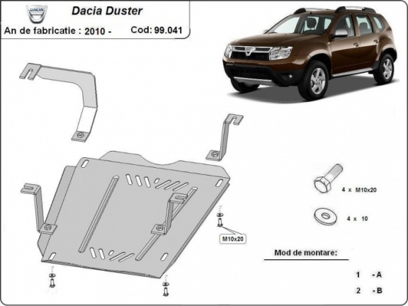 Protetor de aço para o tanque de combustível Dacia Duster