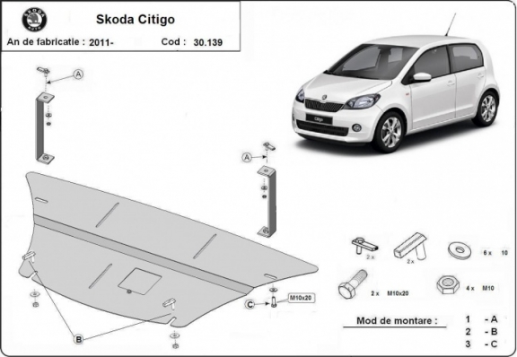 Protetor de Carter de aço Skoda Citigo
