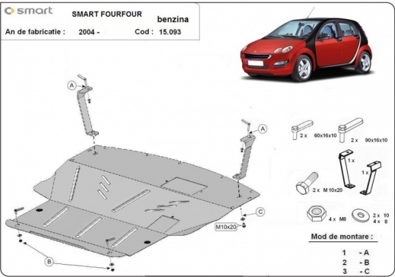 Protetor de Carter de aço Smart ForFour petrol