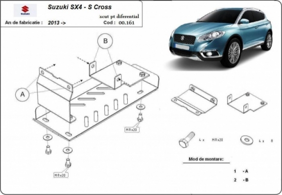  Protetor diferencial de aço  Suzuki S-Cross - 4WD
