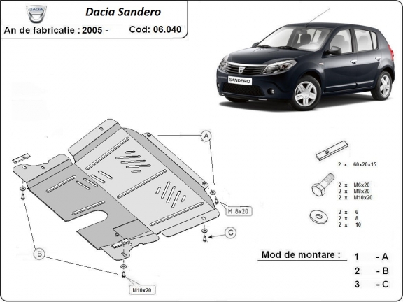 Protetor de Carter de aço Dacia Sandero