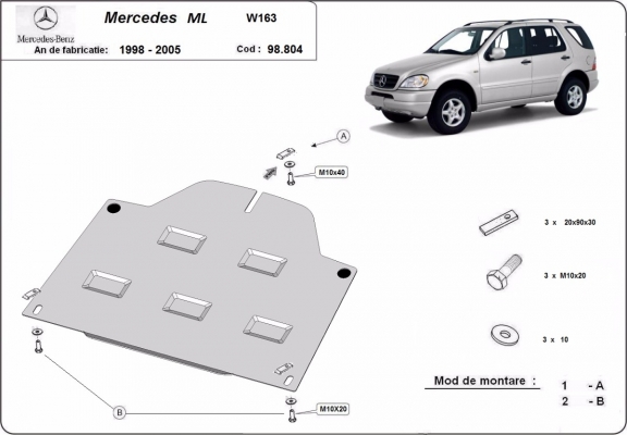  Protetor diferencial de aço  Mercedes ML W163