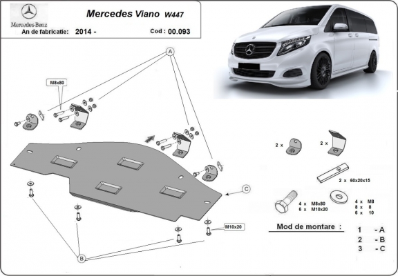 Protetor de Carter de aço the protection of the Stop&Go system Mercedes Viano W447, 4x2, 1.6 D