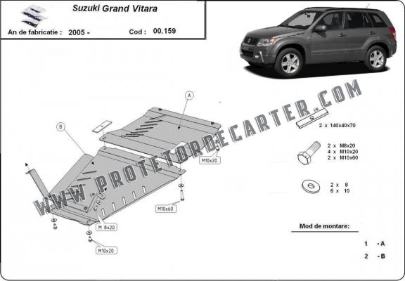 Protetor de aço para caixa de velocidades e caixa de transferência Suzuki Grand Vitara 2