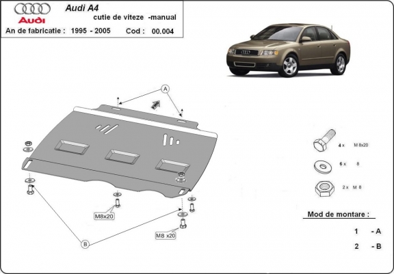  Protetor de caixa de velocidades manual de aço  Audi A4 B6