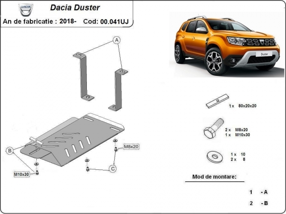  Protetor diferencial de aço  Dacia Duster 4x4