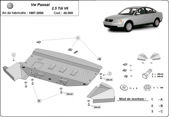 Protetor de Carter de aço VW Passat B5 2.5 TDI V6