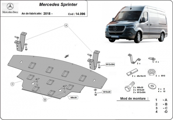 Protetor de Carter de aço Mercedes Sprinter-RWD