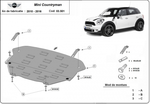 Protetor de Carter de aço Mini Countryman R60