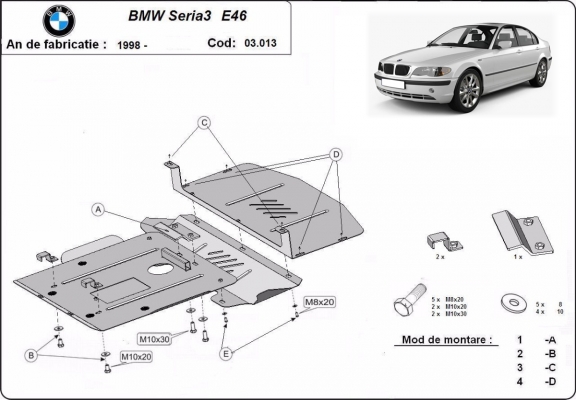 Protetor de Carter de aço BMW Seria 3 E46 - petrol