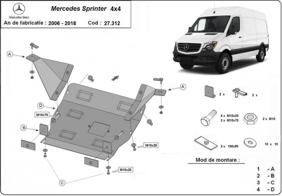 Protetor de Carter de aço Mercedes Sprinter 906 4x4