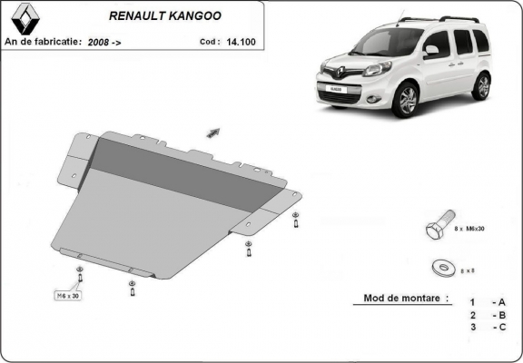 Protetor de Carter de aço Renault Kangoo