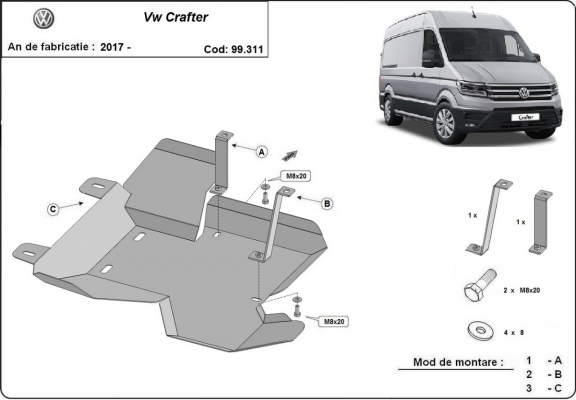 Protetor de aço tanque AdBlue Volkswagen Crafter / 18 L