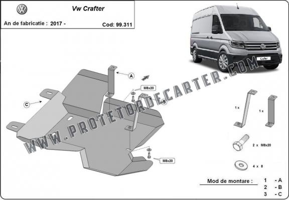 Protetor de aço tanque AdBlue Volkswagen Crafter / 18 L
