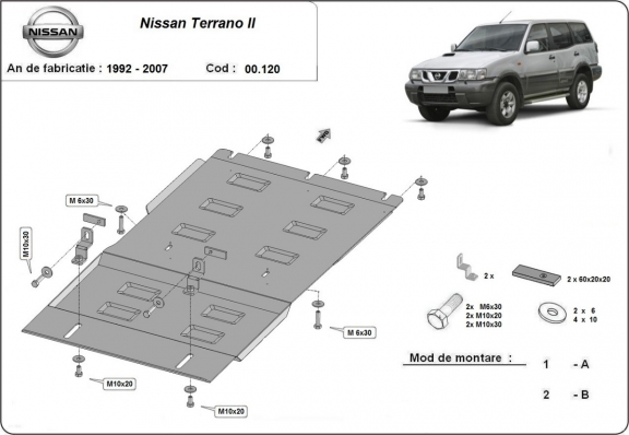 Protetor de caixa de velocidades de aço  Nissan Terrano II 