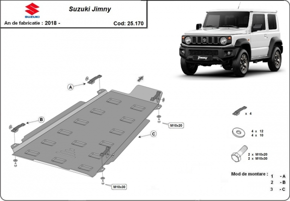  Protetor de  caso de transferência de aço   Suzuki Jimny - modelo de 3 portas