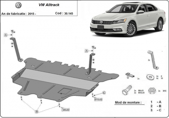 Protetor de Carter de aço VW Passat Alltrack - caixa manual