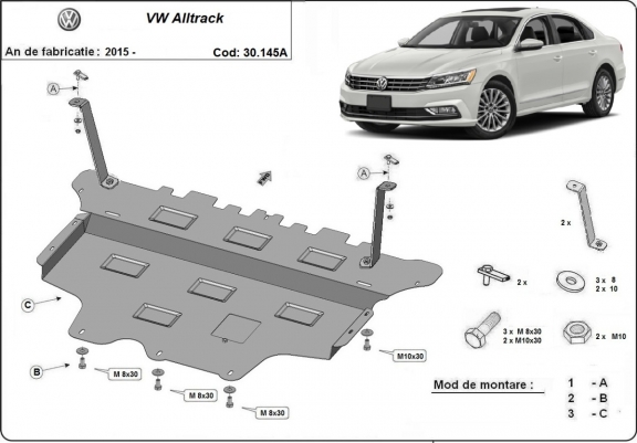 Protetor de Carter de aço VW Passat Alltrack - caixa de velocidades automática