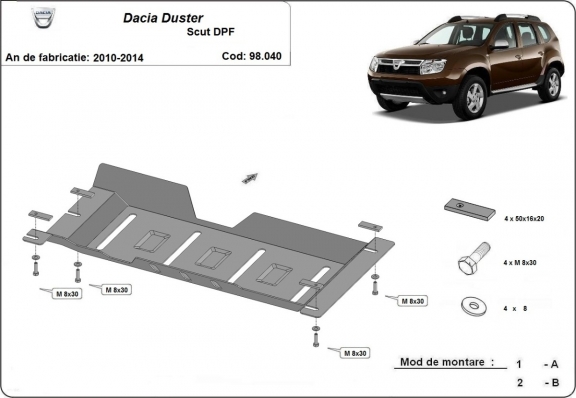 Protetor de aço para DPF Dacia Duster