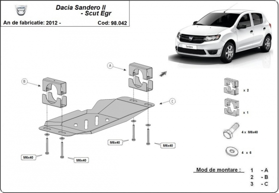 Protetor de aço para o sistema Stop & Go Dacia Sandero 2