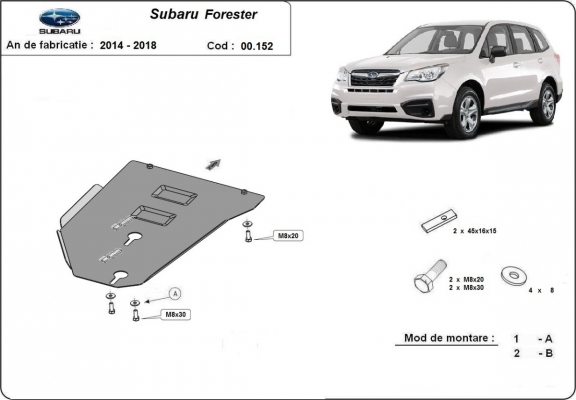 Protetor de caixa de velocidades manual de aço Subaru Forester 4