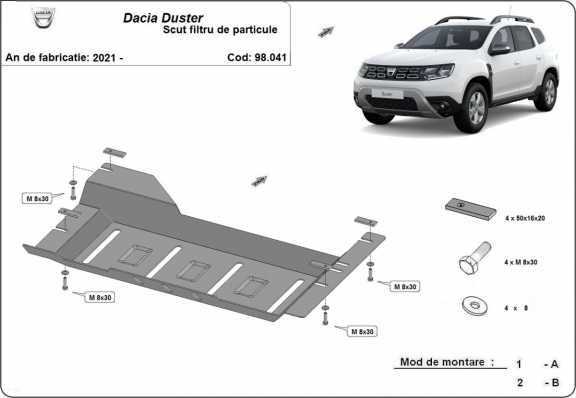 Protetor de aço para DPF Dacia Duster