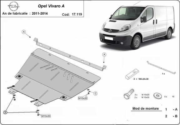 Protetor de Carter de aço Opel Vivaro A (2011-2014)