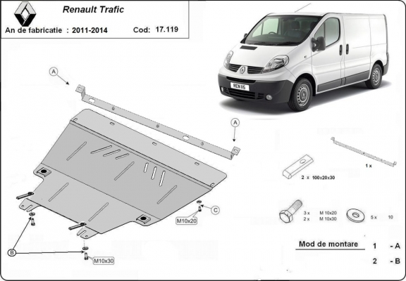 Protetor de Carter de aço Renault Trafic 2 (2011-2014) 