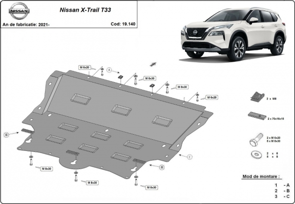 Protetor de Carter de aço Nissan X-Trail T33