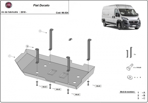 Protetor de aço tanque AdBlue Fiat Ducato