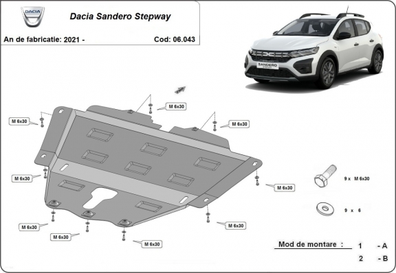 Protetor de Carter de aço Dacia Sandero 3 Stepway