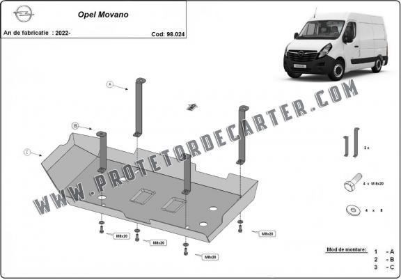 Protetor de aço tanque AdBlue Opel Movano C 