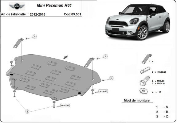 Protetor de Carter de aço Mini Paceman R61