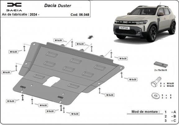 Protetor de Carter de aço Dacia Duster - 4x2 + 4x4