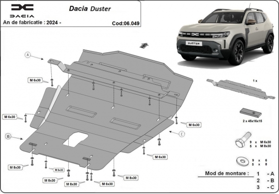 Protetor de Carter de aço Dacia Duster - 4x4