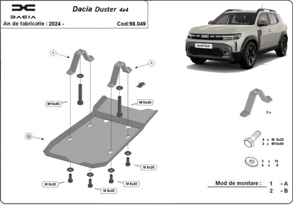 Protetor diferencial de aço  Dacia Duster 4x4