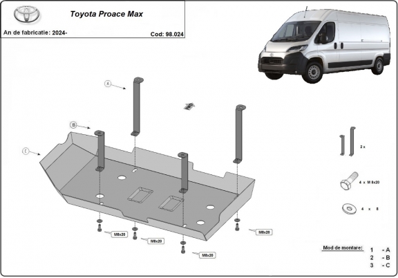Protetor de aço tanque AdBlue Toyota Proace Max