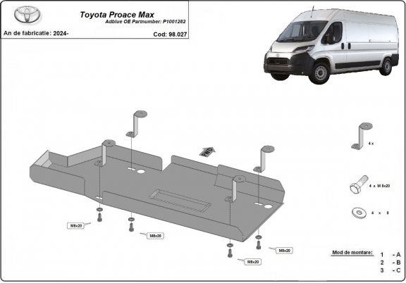 Protetor de aço tanque AdBlue Toyota Proace Max - P1001282
