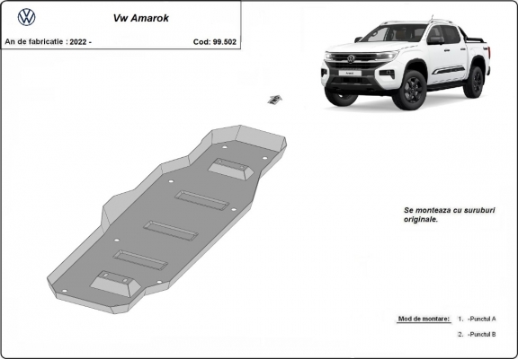 Protetor de aço para o tanque de combustível Volkswagen Amarok 2 (MB3G9A147CF; 2643728)