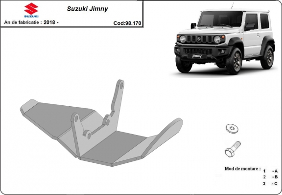  Protetor diferencial de aço Suzuki Jimny