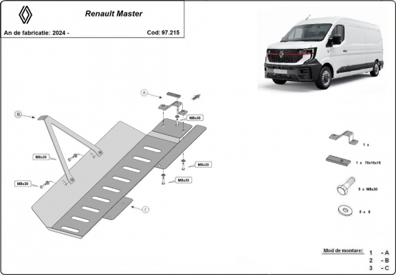  Protetor de aço para o sistema Stop & Go/ Catalizator / EGR - Renault Master 4