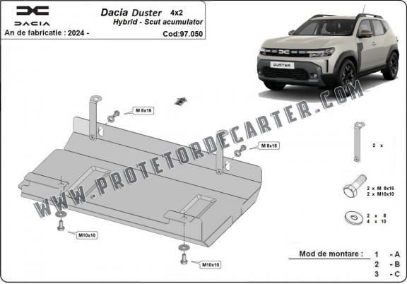 Protetor de bateria em aço para Dacia Duster Hybrid