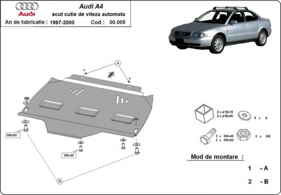  Protetor de caixa de velocidades automática de aço  Audi A4 B5