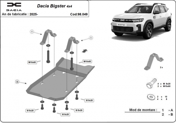 Protetor diferencial de aço Dacia Bigster 4x4