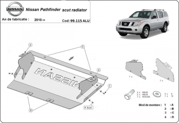 Protetor de alumínio para radiador Nissan Pathfinder