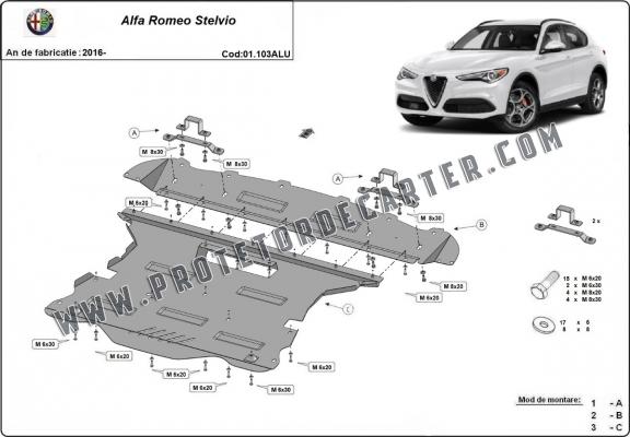 Protetor de Carter de alumínio Alfa Romeo Stelvio