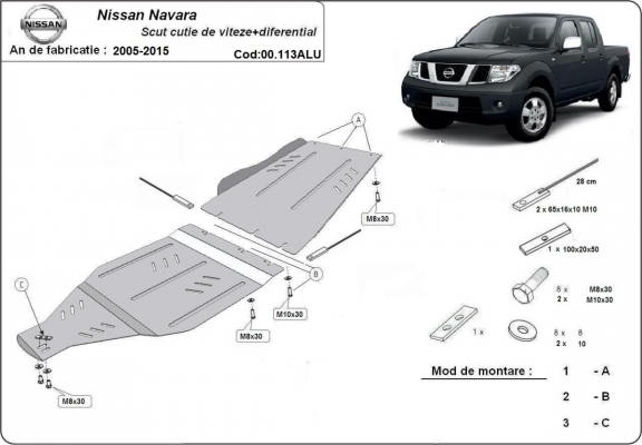  Protetor de caixa de velocidades de alumínio Nissan Navara