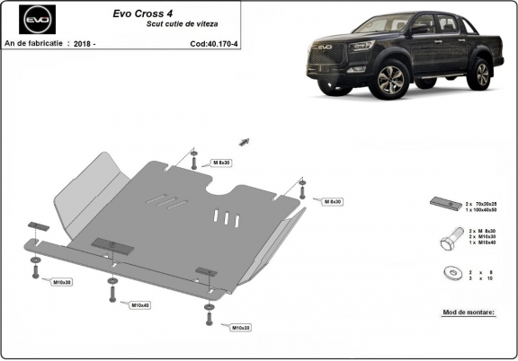  Protetor de caixa de velocidades de aço Evo Cross 4