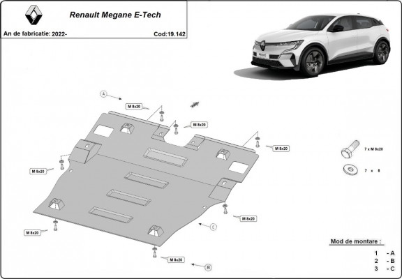 Protetor de Carter de aço Renault Megane E-Tech